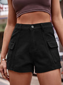 High Waist Denim Shorts with Pockets - V.I.P Digital Presence