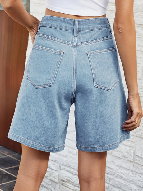 High Waist Denim Shorts with Pockets - V.I.P Digital Presence