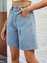 High Waist Denim Shorts with Pockets - V.I.P Digital Presence