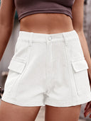 High Waist Denim Shorts with Pockets - V.I.P Digital Presence