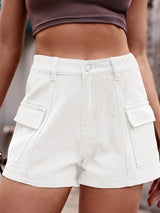 High Waist Denim Shorts with Pockets - V.I.P Digital Presence