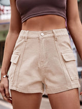 High Waist Denim Shorts with Pockets - V.I.P Digital Presence