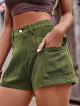 High Waist Denim Shorts with Pockets - V.I.P Digital Presence