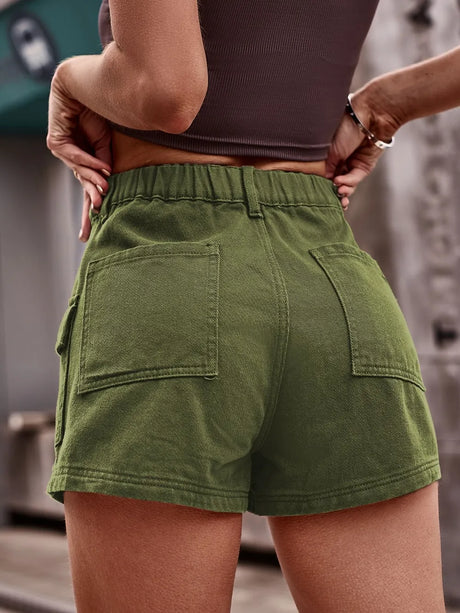 High Waist Denim Shorts with Pockets - V.I.P Digital Presence