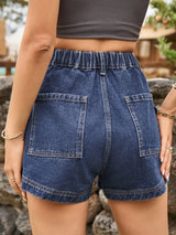 High Waist Denim Shorts with Pockets - V.I.P Digital Presence