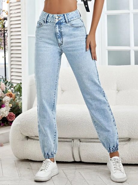 High Waist Jeans with Pockets - V.I.P Digital Presence