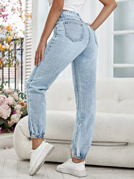High Waist Jeans with Pockets - V.I.P Digital Presence