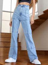 High Waist Straight Jeans with Pockets - V.I.P Digital Presence