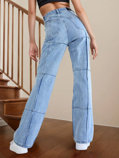 High Waist Straight Jeans with Pockets - V.I.P Digital Presence