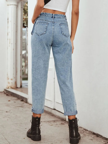 High Waist Straight Leg Jeans - V.I.P Digital Presence
