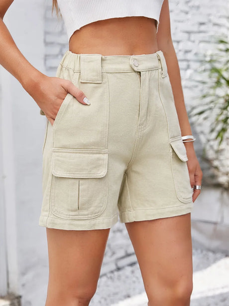 High Waist Washed Denim Shorts - V.I.P Digital Presence