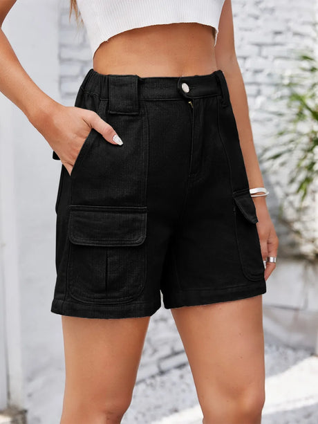 High Waist Washed Denim Shorts - V.I.P Digital Presence