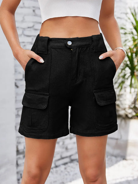 High Waist Washed Denim Shorts - V.I.P Digital Presence
