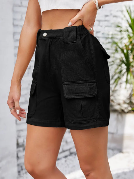 High Waist Washed Denim Shorts - V.I.P Digital Presence