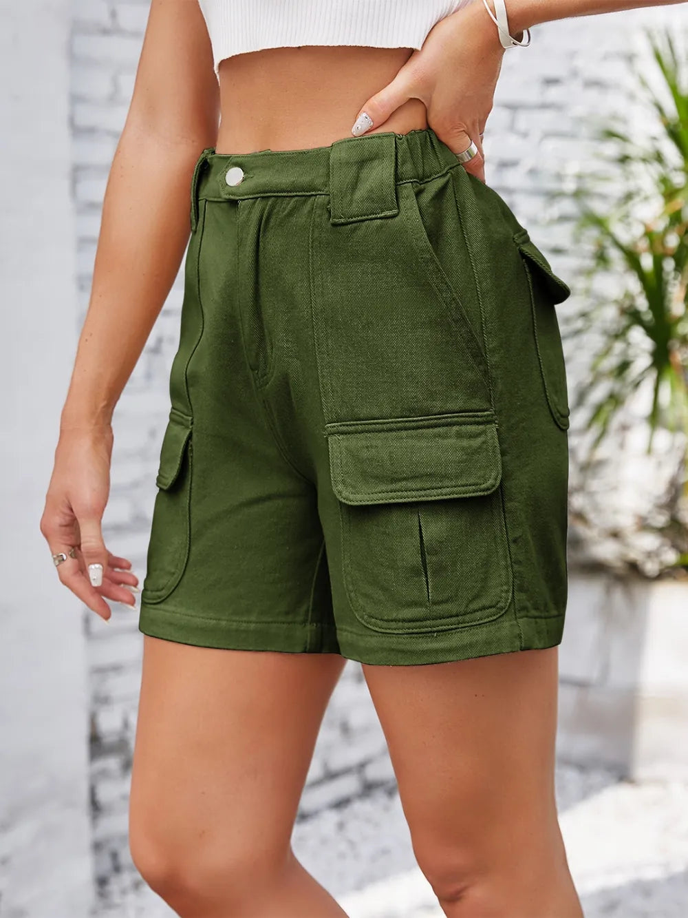 High Waist Washed Denim Shorts - V.I.P Digital Presence