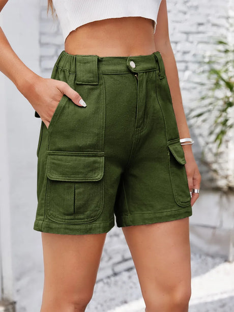 High Waist Washed Denim Shorts - V.I.P Digital Presence