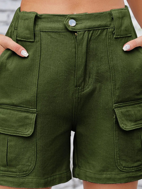 High Waist Washed Denim Shorts - V.I.P Digital Presence