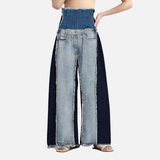 High waisted loose slimming color blocked long flared pants and floor pants - V.I.P Digital Presence