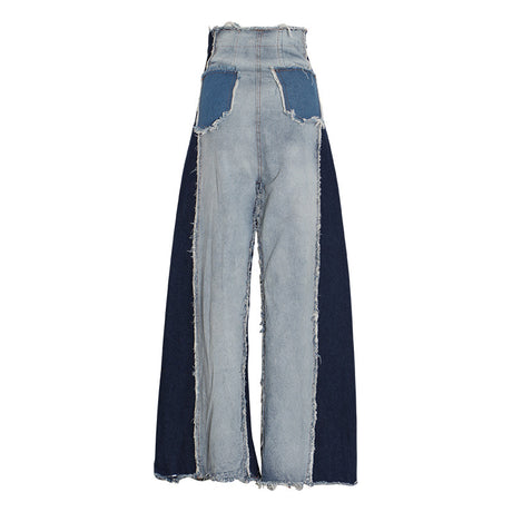High waisted loose slimming color blocked long flared pants and floor pants - V.I.P Digital Presence