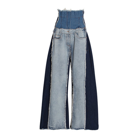 High waisted loose slimming color blocked long flared pants and floor pants - V.I.P Digital Presence