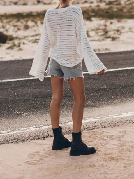 Hollow out cover shirt loose beach top sun protection shirt - V.I.P Digital Presence