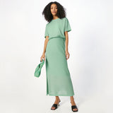 Hollow out short sleeved knitted top half skirt two-piece set women's solid color casual set - V.I.P Digital Presence