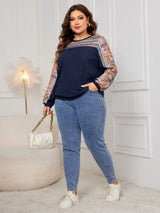 Honey Plus Size Printed Long Sleeve Sweatshirt - V.I.P Digital Presence