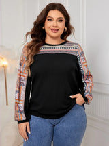Honey Plus Size Printed Long Sleeve Sweatshirt - V.I.P Digital Presence