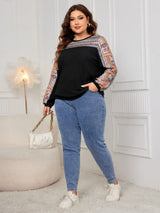 Honey Plus Size Printed Long Sleeve Sweatshirt - V.I.P Digital Presence