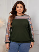 Honey Plus Size Printed Long Sleeve Sweatshirt - V.I.P Digital Presence