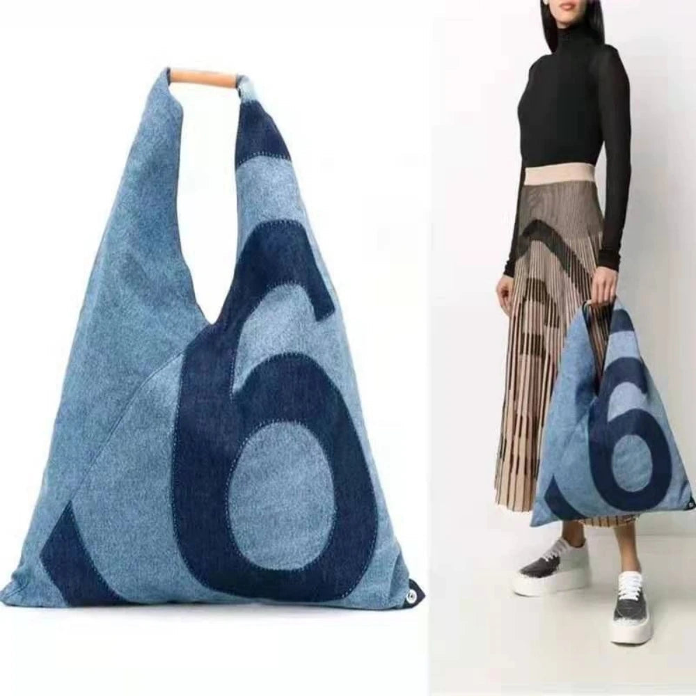 Ins Unisex Portable Tote Bag Adult Denim Cloth Bag Niche Design New Fashion Large Capacity Commuting Shoulder Bag - V.I.P Digital Presence