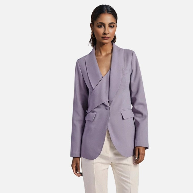 Irregular waist cinching purple suit tie with waist cinching and splicing design casual jacket - V.I.P Digital Presence