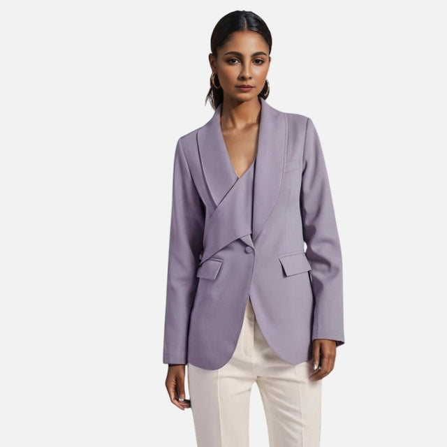 Irregular waist cinching purple suit tie with waist cinching and splicing design casual jacket - V.I.P Digital Presence