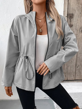 Ivy Lane Drawstring Zip Up Hooded Jacket - V.I.P Digital Presence