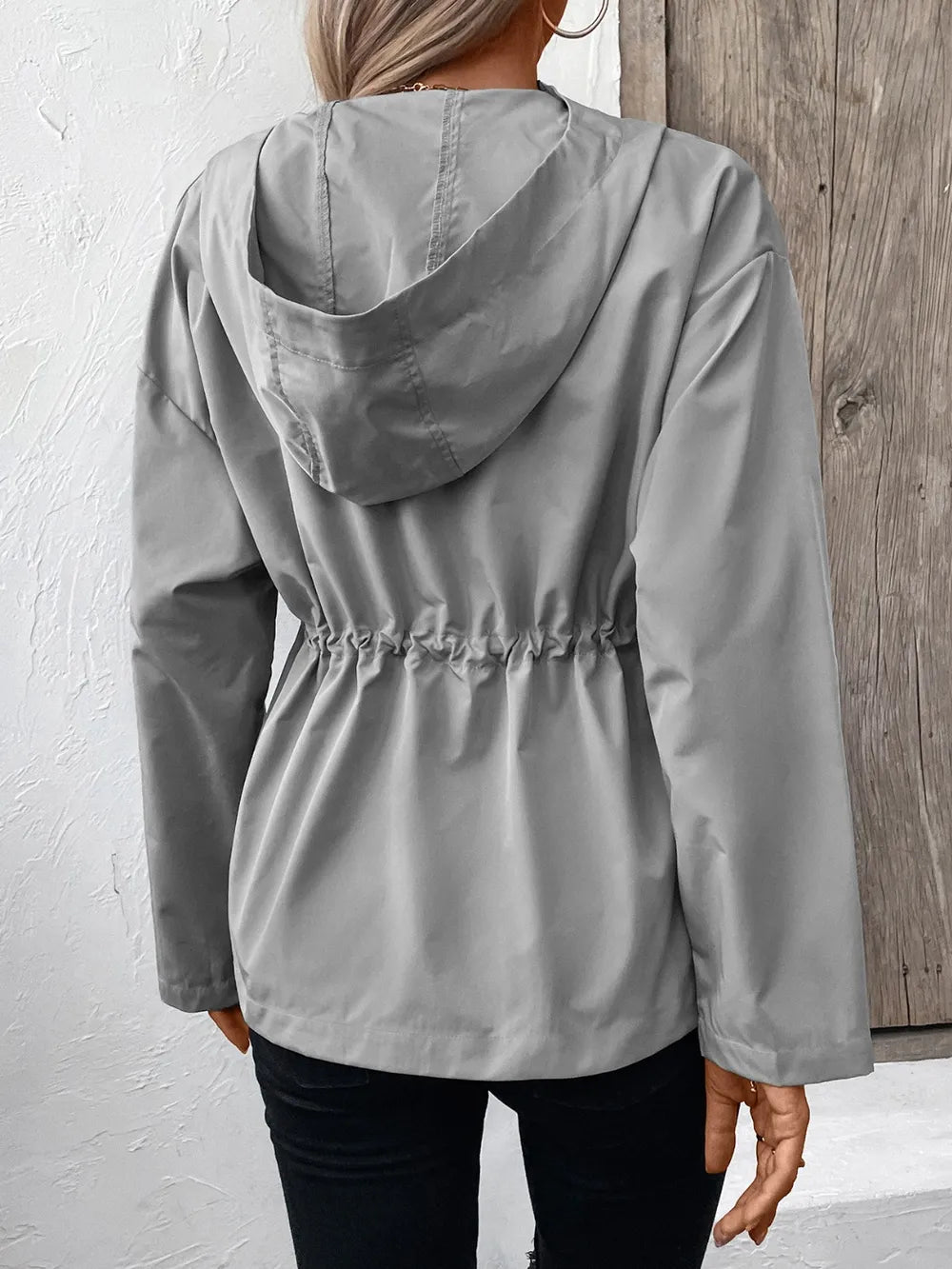 Ivy Lane Drawstring Zip Up Hooded Jacket - V.I.P Digital Presence