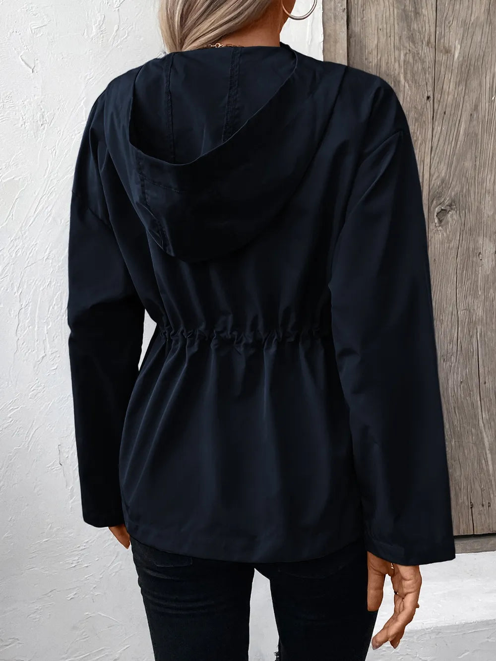 Ivy Lane Drawstring Zip Up Hooded Jacket - V.I.P Digital Presence