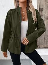 Ivy Lane Drawstring Zip Up Hooded Jacket - V.I.P Digital Presence