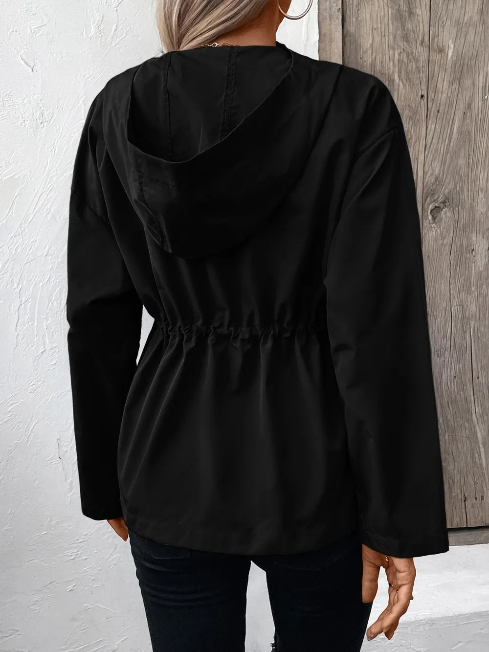 Ivy Lane Drawstring Zip Up Hooded Jacket - V.I.P Digital Presence