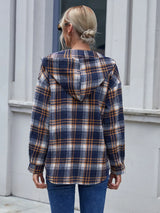 Ivy Lane Plaid Button Up Long Sleeve Hooded Jacket - V.I.P Digital Presence