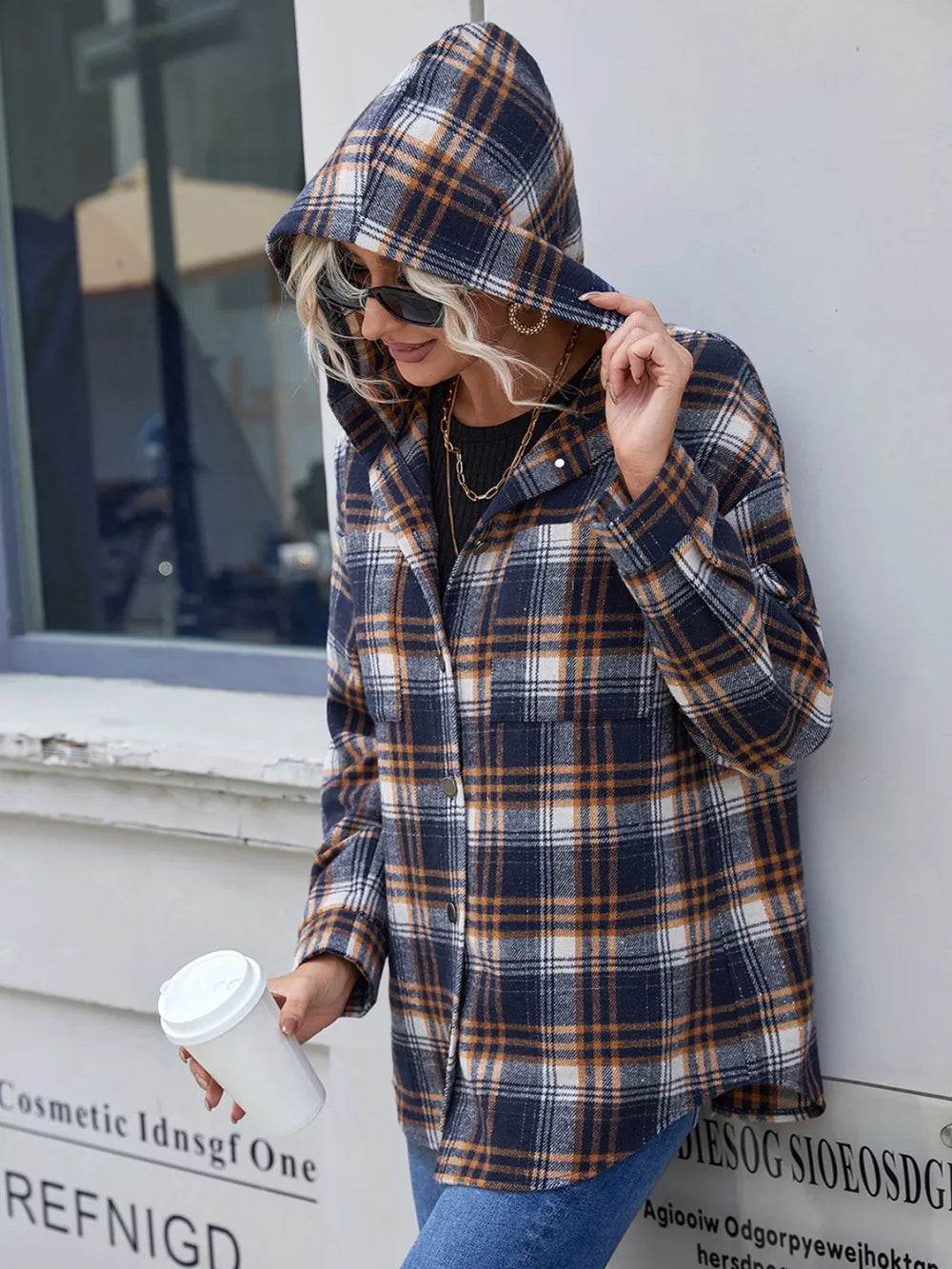 Ivy Lane Plaid Button Up Long Sleeve Hooded Jacket - V.I.P Digital Presence