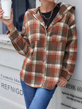 Ivy Lane Plaid Button Up Long Sleeve Hooded Jacket - V.I.P Digital Presence