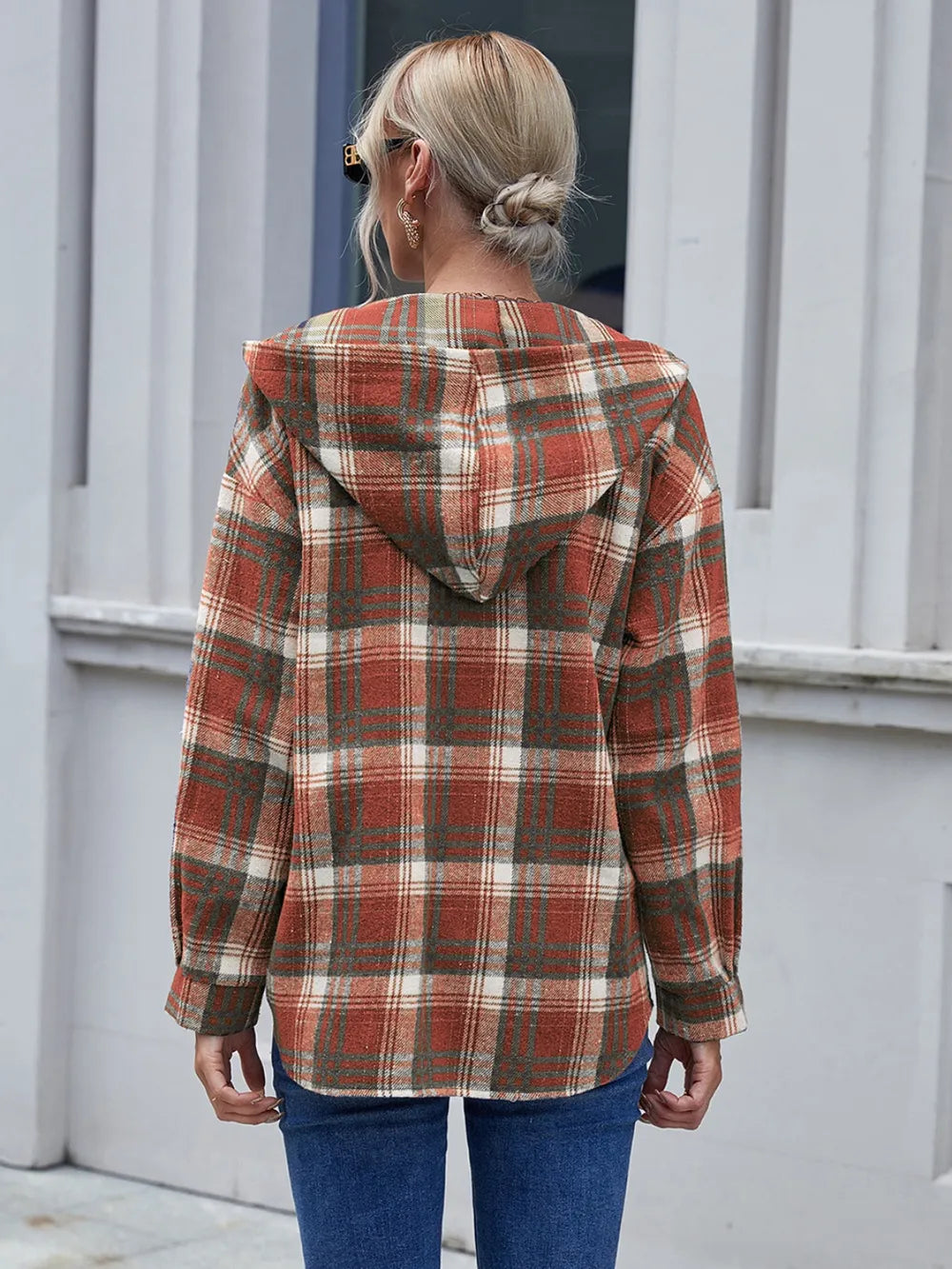 Ivy Lane Plaid Button Up Long Sleeve Hooded Jacket - V.I.P Digital Presence