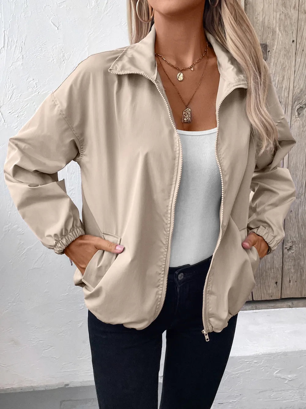 Ivy Lane Pocketed Zip Up Long Sleeve Jacket - V.I.P Digital Presence