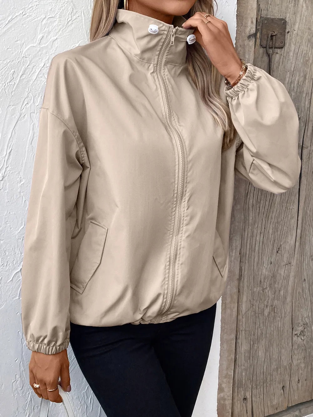 Ivy Lane Pocketed Zip Up Long Sleeve Jacket - V.I.P Digital Presence
