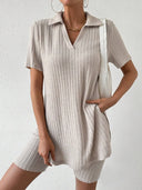 Johnny Collar Short Sleeve Top and Shorts Set - V.I.P Digital Presence