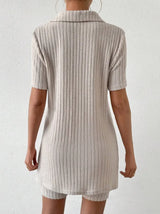 Johnny Collar Short Sleeve Top and Shorts Set - V.I.P Digital Presence