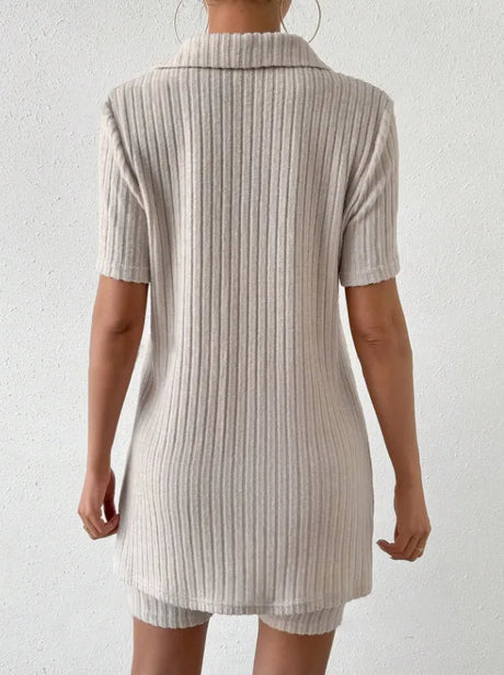 Johnny Collar Short Sleeve Top and Shorts Set - V.I.P Digital Presence