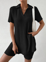 Johnny Collar Short Sleeve Top and Shorts Set - V.I.P Digital Presence