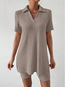 Johnny Collar Short Sleeve Top and Shorts Set - V.I.P Digital Presence