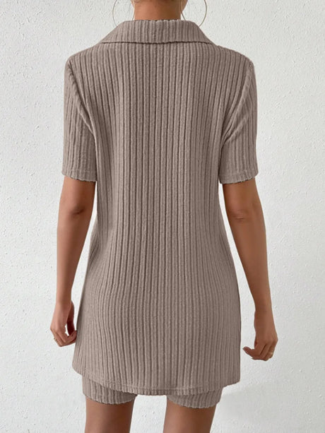 Johnny Collar Short Sleeve Top and Shorts Set - V.I.P Digital Presence
